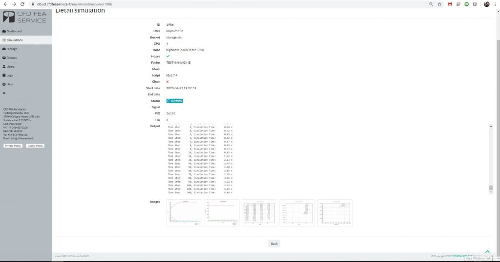 FDS simulation running