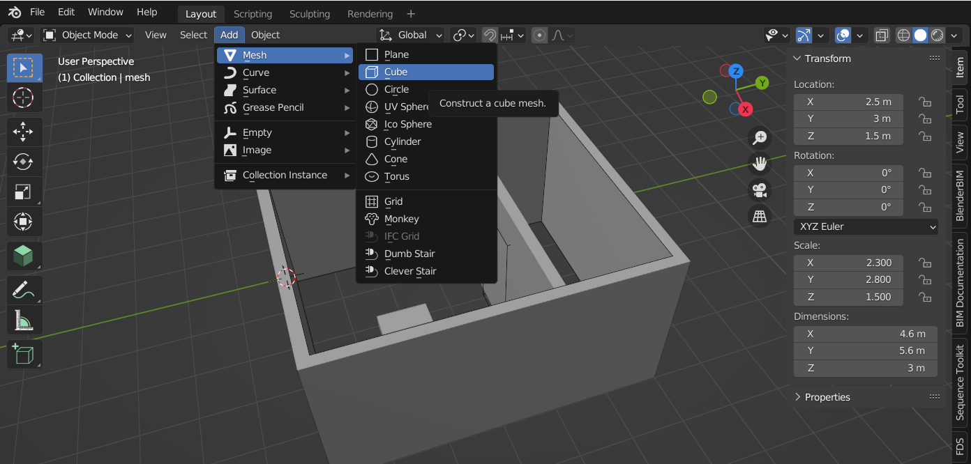 Align meshes in Blender FDS Cloud HPC